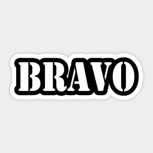 Bravo in white font, military style Sticker